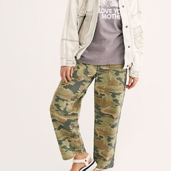 NWT FP Remy high waist camo crop jeans. - Picture 1 of 6